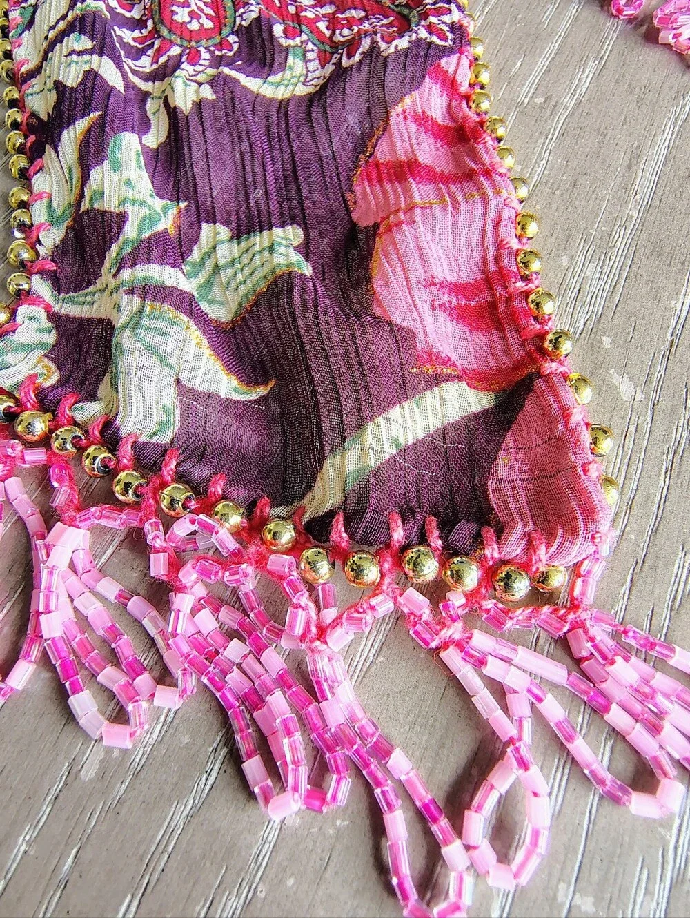Artisan Hand Beaded Wearable Textile Art Statement Wrap Festival Boho